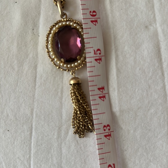 VINTAGE AVON  purple stone on long gold-filled  chain - Picture 5 of 7